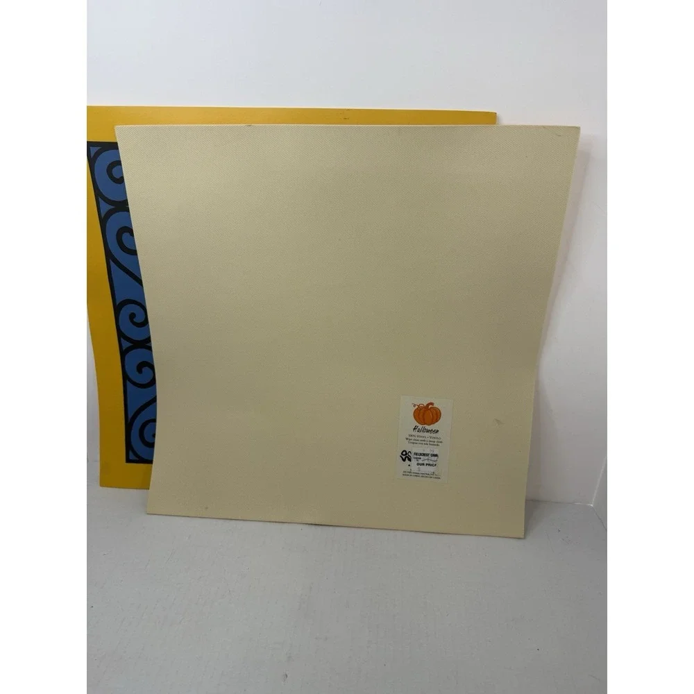 VTG 90's Town Country Halloween Square Vinyl Placemats Set 2 Black Cat JOL RARE